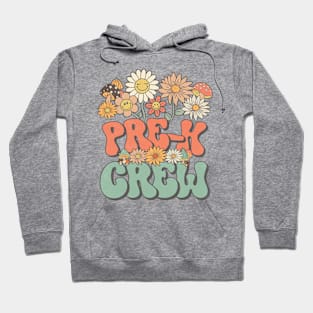 Back To School Retro Groovy Wildflower Pre-K Crew Funny Teacher Girls Hoodie